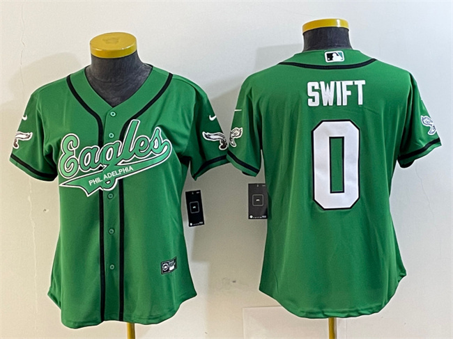 Youth Philadelphia Eagles #0 D’andre Swift Green Cool Base Stitched Baseball Jersey